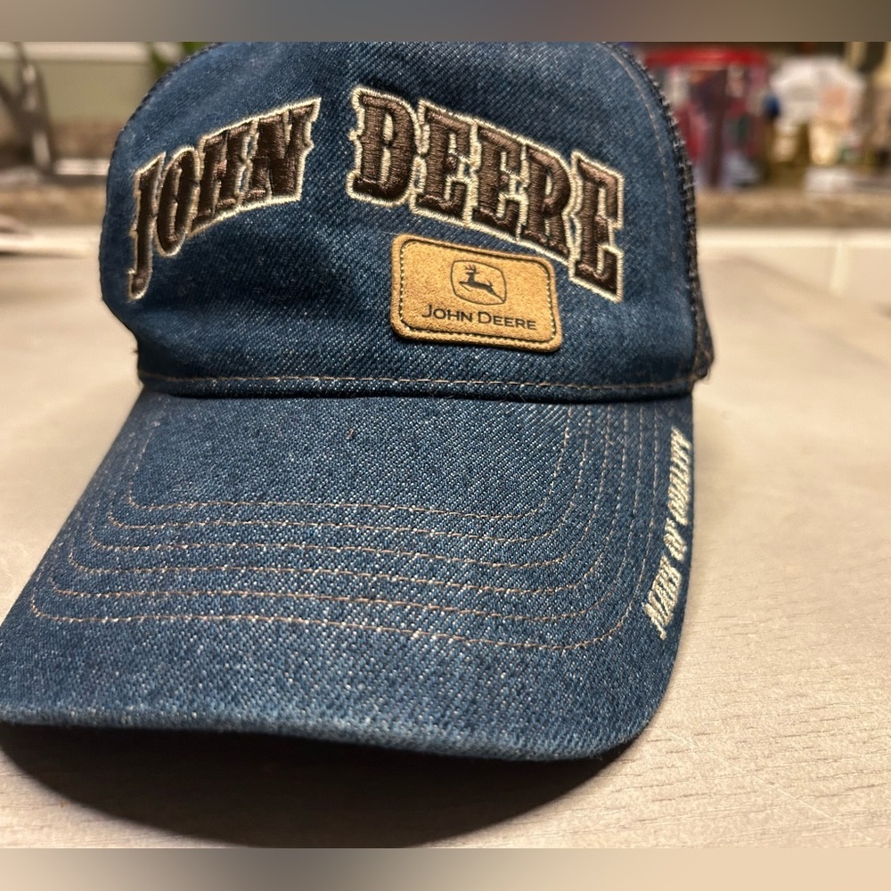 John Deere Denim Trucker‎ Hat Mesh Snapback "Mark of Quality" Logo Baseball Cap